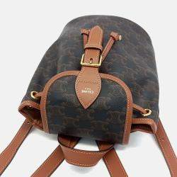 Pre Owned Celine Brown Coated Canvas and Leather Folco Mini Backpack