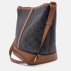 Pre Owned Celine Black Brown Coated Canvas and Leather Triumph Bucket Bag