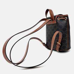 Pre Owned Celine Brown Leather and PVC Folco Mini Backpack
