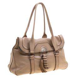 Pre Owned Celine Beige Leather Boston Bag