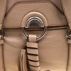 Pre Owned Celine Beige Leather Boston Bag