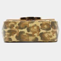 Pre Owned Celine Brown Mini Calfskin Leopard Print Claude Crossbody