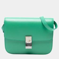 Pre Owned Celine Green Medium Calfskin Classic Box