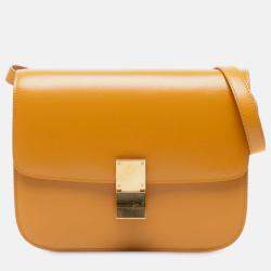Pre Owned Celine Yellow Medium Calfskin Classic Box
