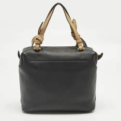 Pre Owned Celine Black/Beige Leather Soft Cube Satchel