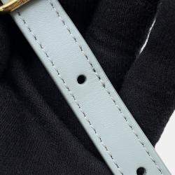 Pre Owned Celine Cuir Triomphe Oval Purse Shoulder Bag Light Blue Leather