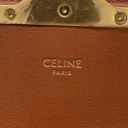 Pre Owned Celine Claude Triomphe Shoulder Ivory/Brown Pvc Leather