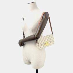 Pre Owned Celine Claude Triomphe Shoulder Ivory/Brown Pvc Leather