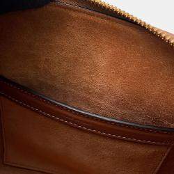 Pre Owned Celine Triomphe 2Waytravel Bag Tan Calf Leather Size Small