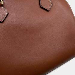 Pre Owned Celine Triomphe 2Waytravel Bag Tan Calf Leather Size Small