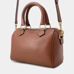 Pre Owned Celine Triomphe 2Waytravel Bag Tan Calf Leather Size Small