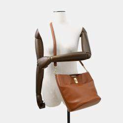 Pre Owned Celine Teen Bucket 16 2Way Bag Tan Leather