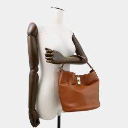 Pre Owned Celine Teen Bucket 16 2Way Bag Tan Leather