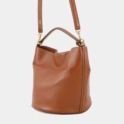 Pre Owned Celine Teen Bucket 16 2Way Bag Tan Leather