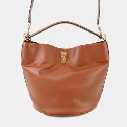 Pre Owned Celine Teen Bucket 16 2Way Bag Tan Leather