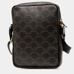 Pre Owned حقيبة كروس سيلين تريومف طولي قماش مطلي بني