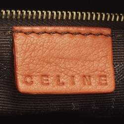 Pre Owned Celine Triomphe Crystals Orange Leather Shoulder Bag