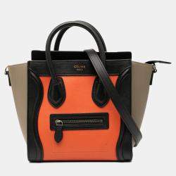 مملوكة مسبقًا Celine Orange Nano Tricolor Leather Luggage Tote