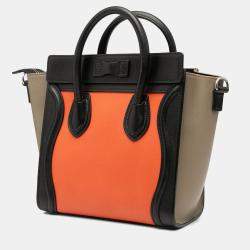 مملوكة مسبقًا Celine Orange Nano Tricolor Leather Luggage Tote