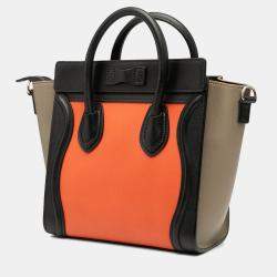 مملوكة مسبقًا Celine Orange Nano Tricolor Leather Luggage Tote