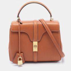 Pre Owned Celine 16 Seize Small Handbag Leather Women'S Brown