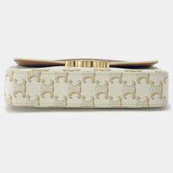 Pre Owned حقيبة كتف سيلين كلود قماش مطلي تريومف أبيض