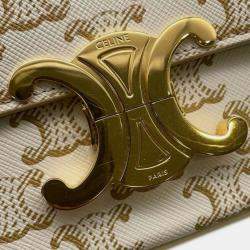 Pre Owned حقيبة كتف سيلين كلود قماش مطل ي تريومف أبيض