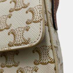 Pre Owned حقيبة كتف سيلين كلود قماش مطلي تريومف أبيض