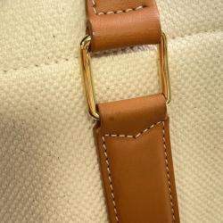 Pre Owned Celine Horizontal Cabas Natural/Brown Canvas Leather