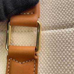 Pre Owned Celine Horizontal Cabas Natural/Brown Canvas Leather