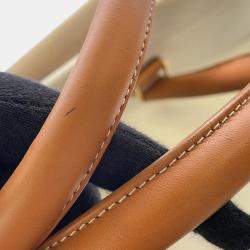 Pre Owned Celine Horizontal Cabas Natural/Brown Canvas Leather