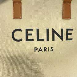 Pre Owned Celine Horizontal Cabas Natural/Brown Canvas Leather