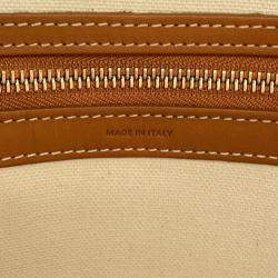 Pre Owned Celine Horizontal Cabas Natural/Brown Canvas Leather