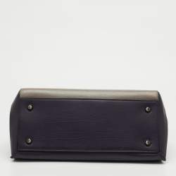 Pre Owned Celine Edge Large Purple/Grey Leather Top Handle Bag