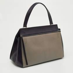 Pre Owned Celine Edge Large Purple/Grey Leather Top Handle Bag