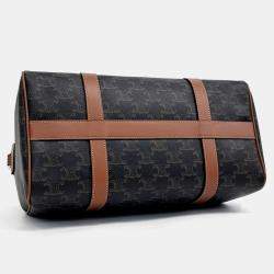 Pre Owned Celine Brown Coated Canvas and Leather Triumph Boston Bag