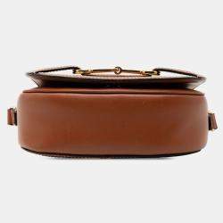 Pre Owned Celine Blue Brown Small Maillon Triomphe Jacquard and Calfskin Crecy Crossbody