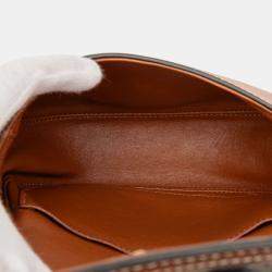 Pre Owned Celine Blue Brown Small Maillon Triomphe Jacquard and Calfskin Crecy Crossbody