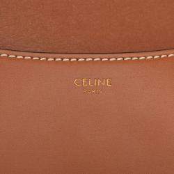 Pre Owned Celine Blue Brown Small Maillon Triomphe Jacquard and Calfskin Crecy Crossbody