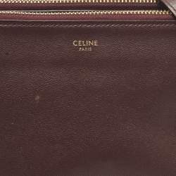 Pre Owned Celine Trio Small Burgundy Leather Crossbody Bag