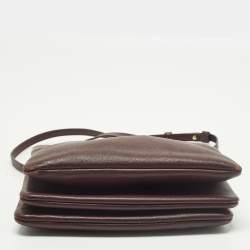 Pre Owned Celine Trio Small Burgundy Leather Crossbody Bag
