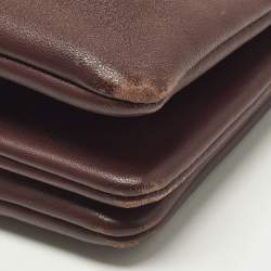 Pre Owned Celine Trio Small Burgundy Leather Crossbody Bag