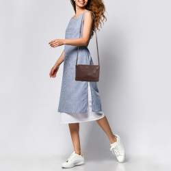 Pre Owned Celine Trio Small Burgundy Leather Crossbody Bag