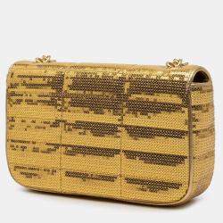 Pre Owned حقيبة كتف سلسلة سيلين ترتر ذهبي