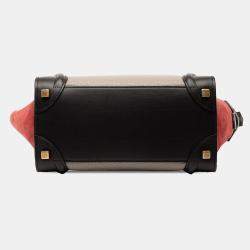 Pre Owned Celine Brown Micro Tricolor Leather Luggage Tote