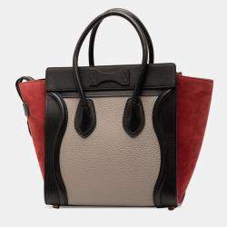 Pre Owned Celine Brown Micro Tricolor Leather Luggage Tote