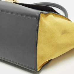 Pre Owned Celine Tricolor Leather and Suede Medium Trapeze Top Handle Bag