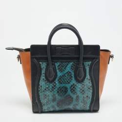 Pre Owned Celine Luggage Nano Tricolor Python and Leather Tote