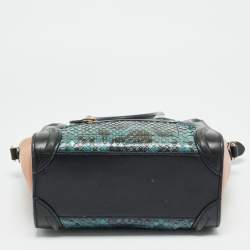 Pre Owned Celine Luggage Nano Tricolor Python and Leather Tote