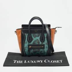 Pre Owned Celine Luggage Nano Tricolor Python and Leather Tote